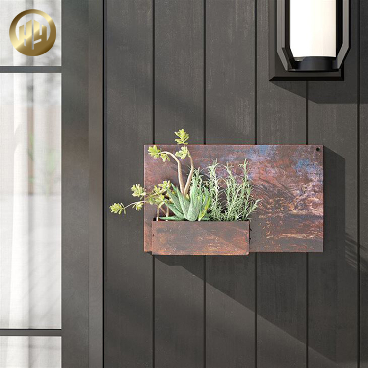 Modern Small Corten Steel Rusty Metal Decoration Wall Hanging Planter