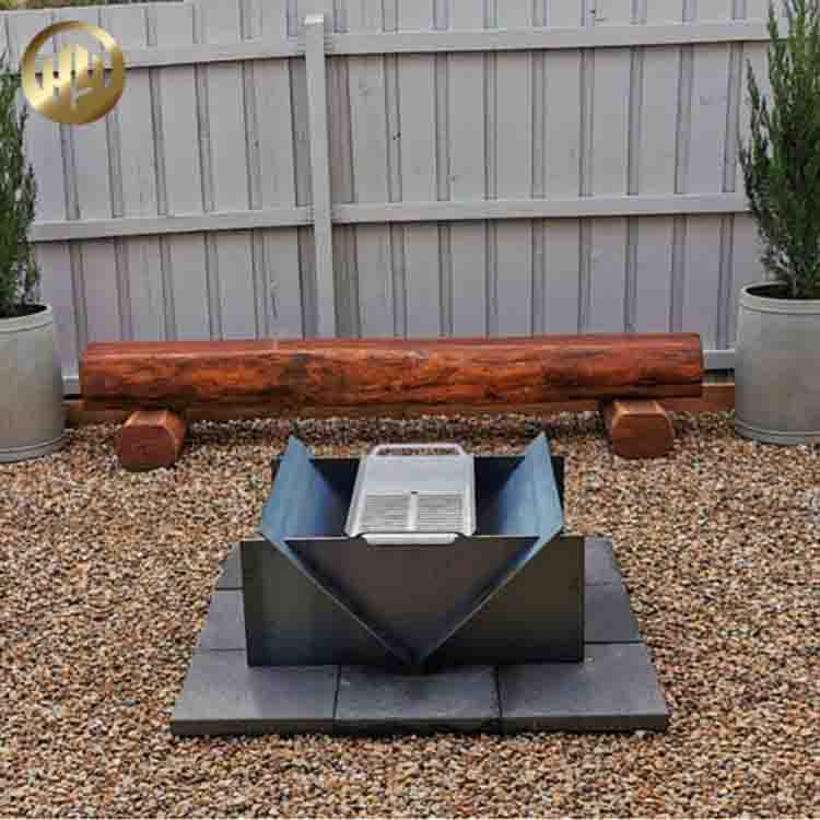 Easy Carry Assembly Metal Heater Rectangular Wood Burning Fire Pit