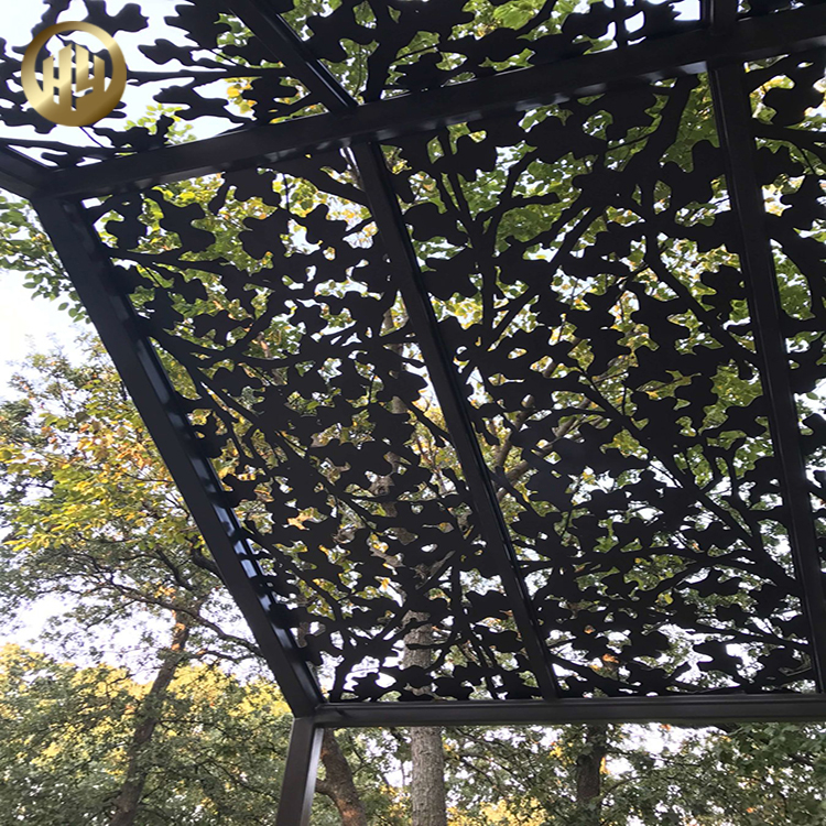 Raised Metal Laser Cut Pattern Powder Coating Garden Decoration Screen