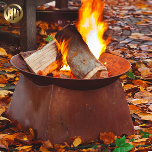 Round Metal Simple Wood Burning Heater Corten Steel Barbecue Fire Pit