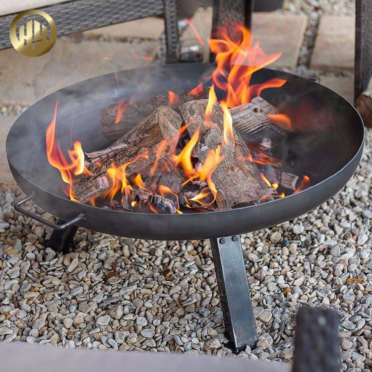 Metal Wood Burning Fire Pit With Base Frame Steel Round Heater