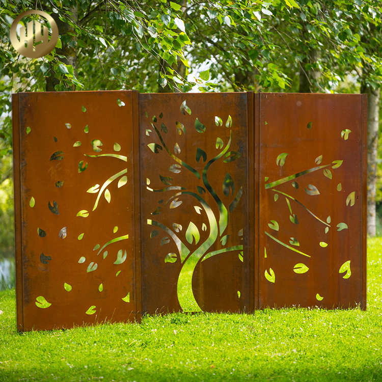 Metal Rusty Treatment Corten Steel Rectangular Decoration Screen