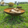 Rusty Corten Steel Round Fire Pit Outdoor Barbecue Wood Burning Heater