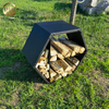 Corten Steel Hexagon Ornaments Black Metal Wood Storage 