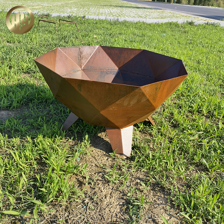 Morden Design Octagon Rusty Outdoor Barbecue Wood Burning Fire Pit