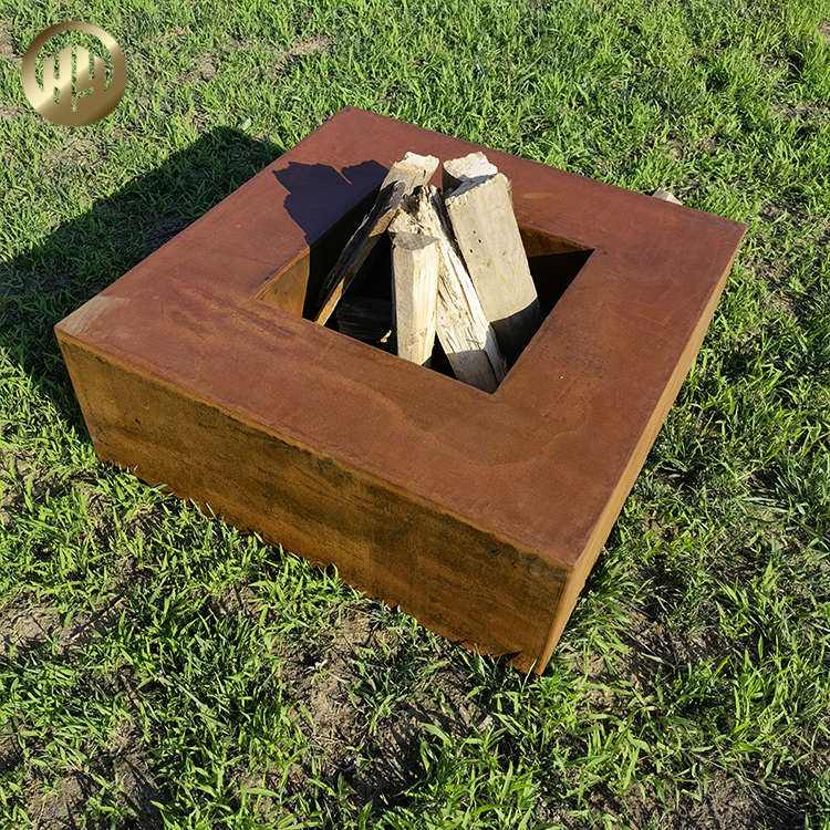 Factory Supply Rectgular Metal Heater Rusty Corten Steel Fire Pit
