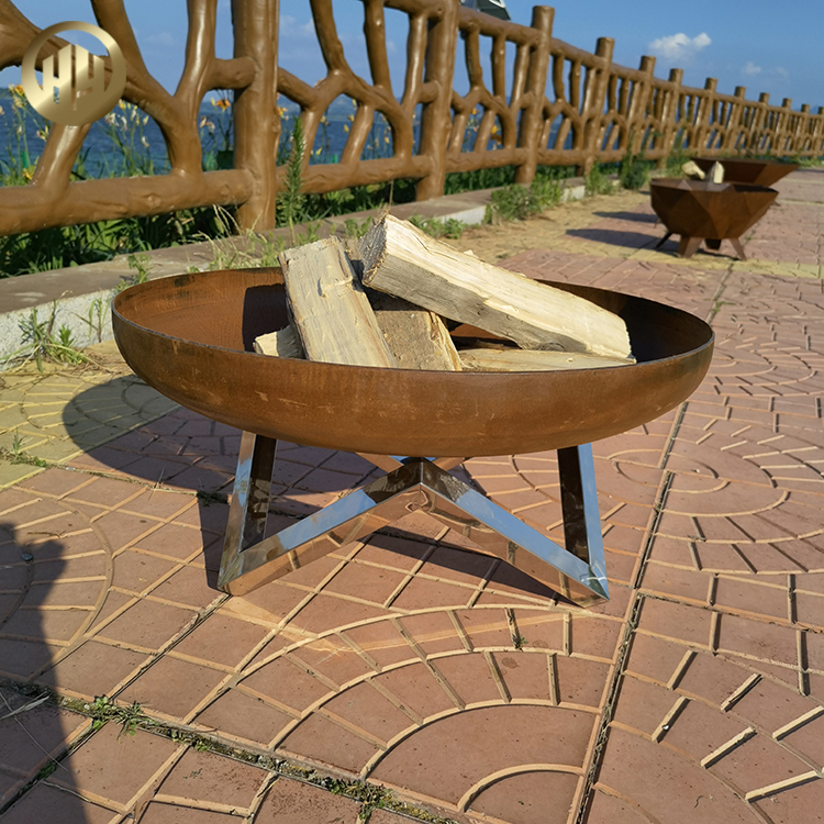 High Quality Corten Steel Rusty Round Heater Wood Burning Fire Pit 