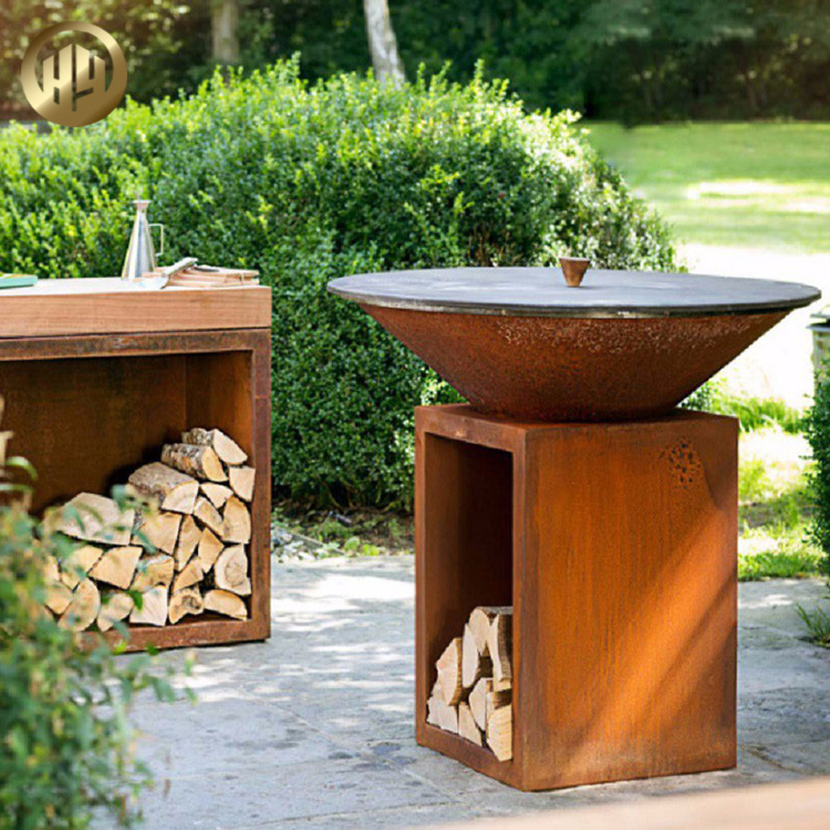 Wholesale Corten Steel Laser Cut Combination Fire Pit Barbecue Metal Heater