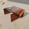 Assembly Corten Steel Rectangular Barbecue Grill Fire Pit Rusty Metal Heater