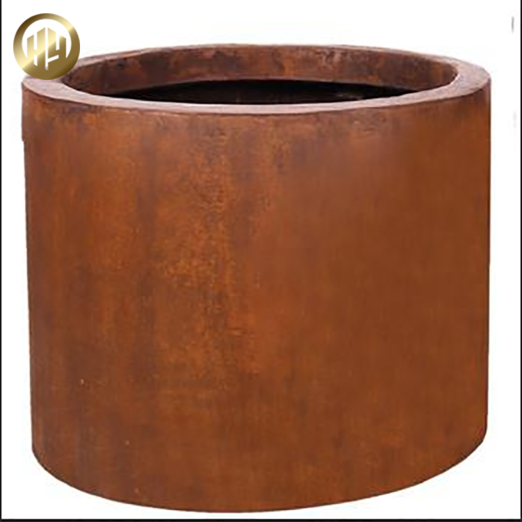 Garden Round Corten Steel Custom Size Decoration Metal Flower Planter