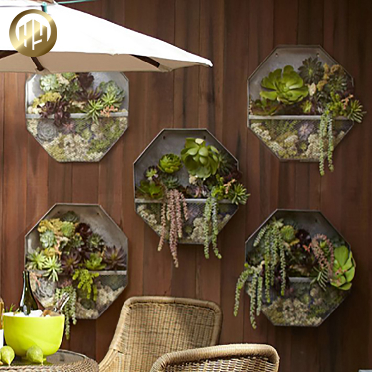 Steel Hexagon Wall Hanging Plants Planter Metal Decoration Flowerpot