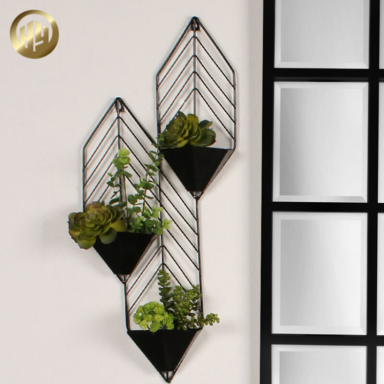 Custom Design Metal Decoration Laser Cut Wall Pot Flower Planter