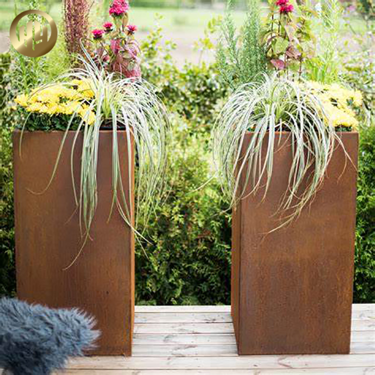 Stand High Corten Steel Rusty Metal Decoration Plants Planter Nursery