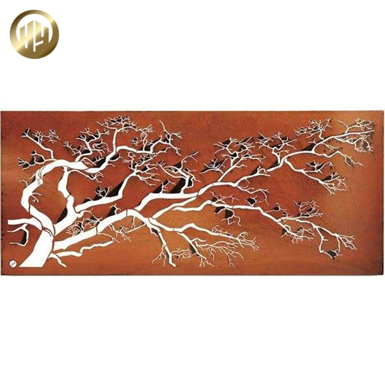 Tree Pattern Corten Steel Rusty Metal Laser Cut Rusty Decoration Screen