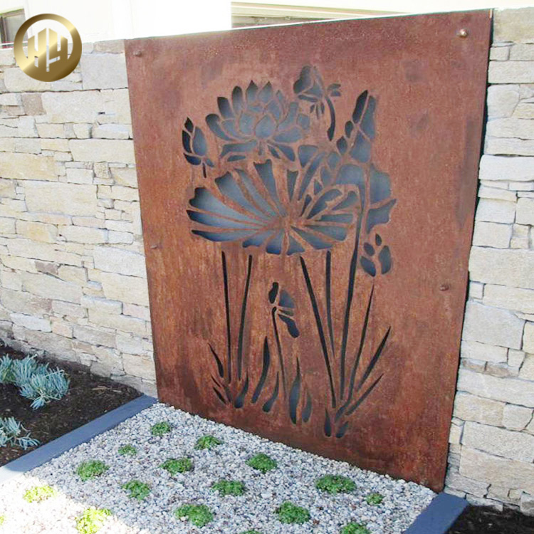 Bamboo Pattern Laser Cut Metal Corten Steel Rectangular Decoration Screen