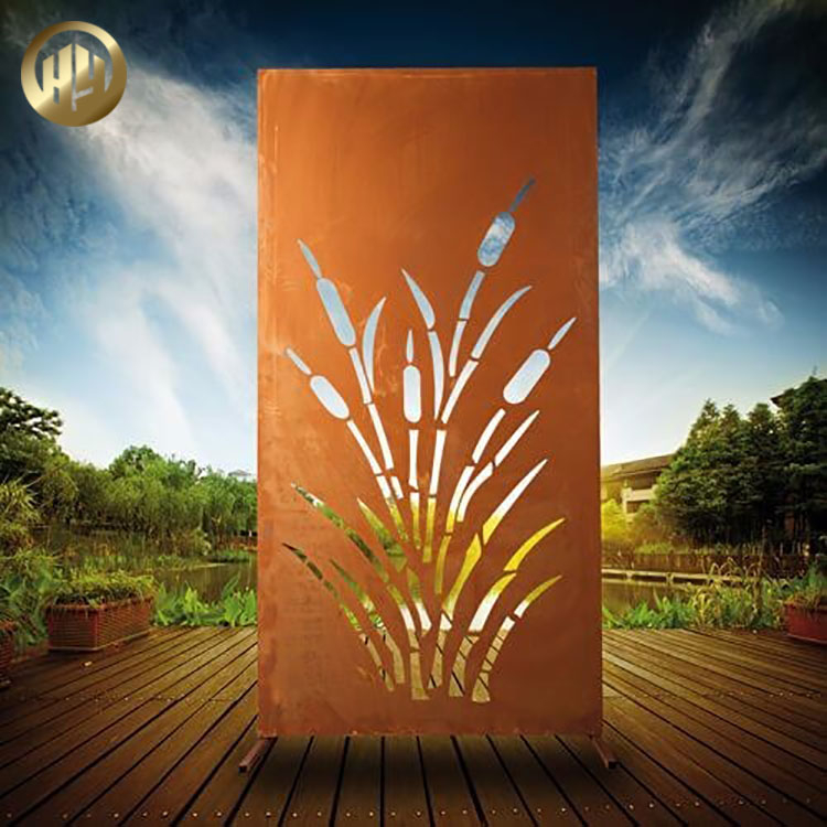 Outdoor Decoration Corten Steel Laser Cut Pattern Privacy Screen