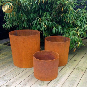Round Metal Custom Thickness Nursery Corten Steel Rusty Treatment Planter