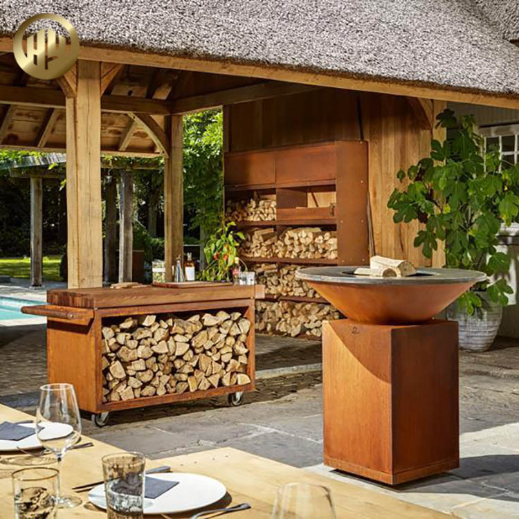 Rectangular Metal Corten Steel Heater Wood Burning Barbecue Fire Pit