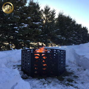 Outdoor Camping Metal Hexagon Simple Wood Burning Fire Pit Heater