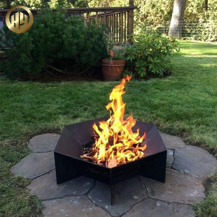Corten Steel Assembly Metal Courtyard Decoration Hexagon Fire Pit Brazier