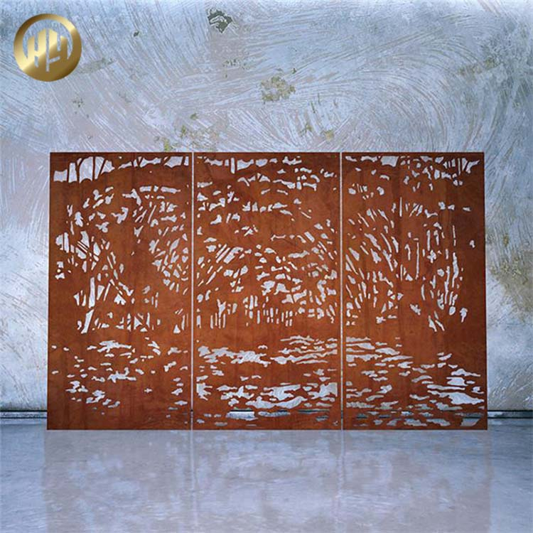 Outdoor Horizontal Metal Corten Steel Rusty Decoration Simple Screen