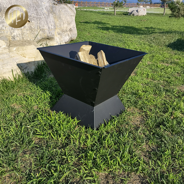 Corten Steel Rectgular Ornaments Heater Black Metal Wood Burning Fire Pit