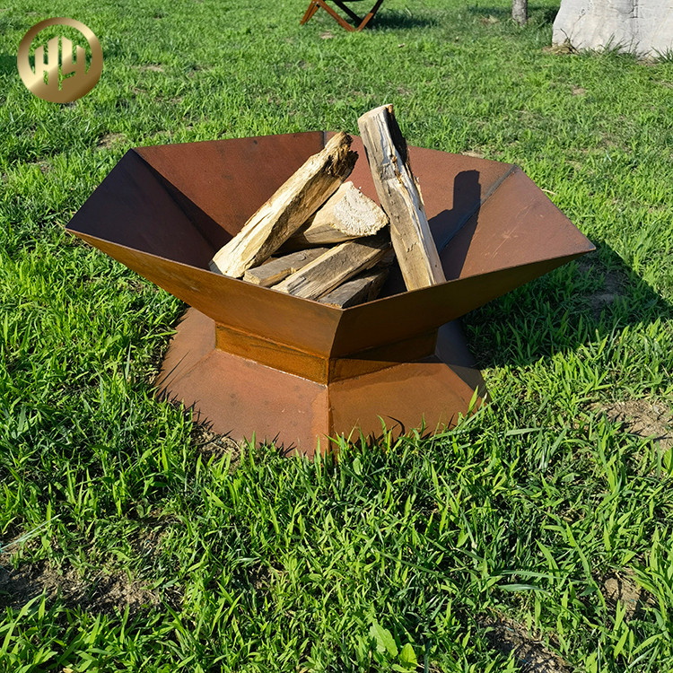 Morden Design Rusty Hexagon Outdoor Barbecue Heater Corten Steel Fire Pit