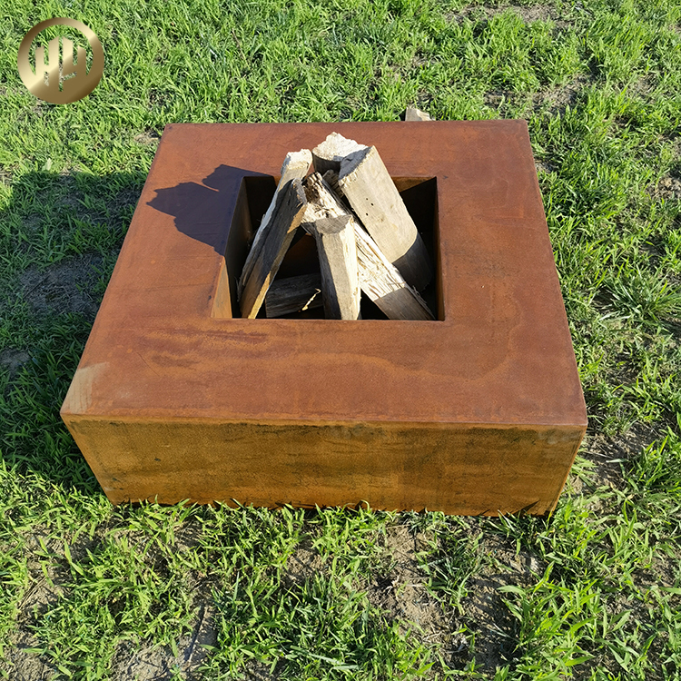 Factory Supply Rectgular Metal Heater Rusty Corten Steel Fire Pit