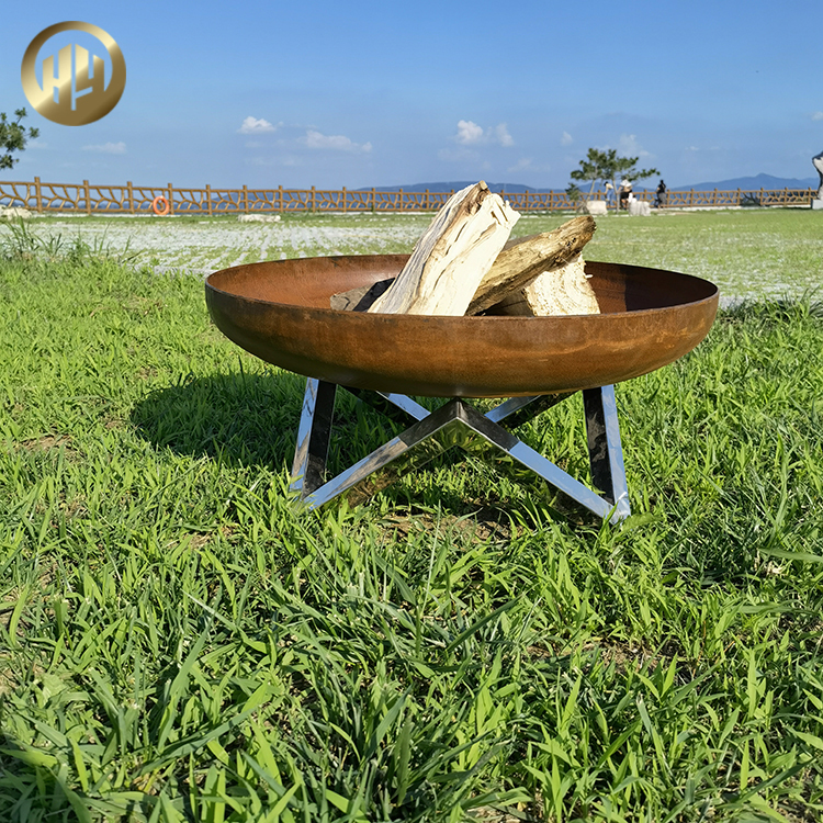 High Quality Corten Steel Rusty Round Heater Wood Burning Fire Pit 