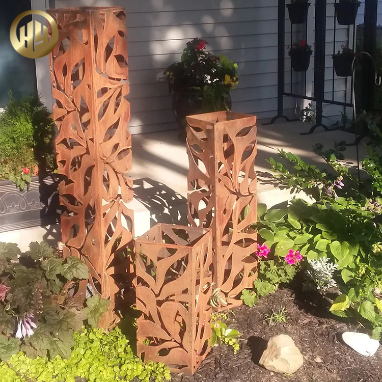 Modern Design Corten Steel Rusty Metal Landscape Light Cover Sculpture