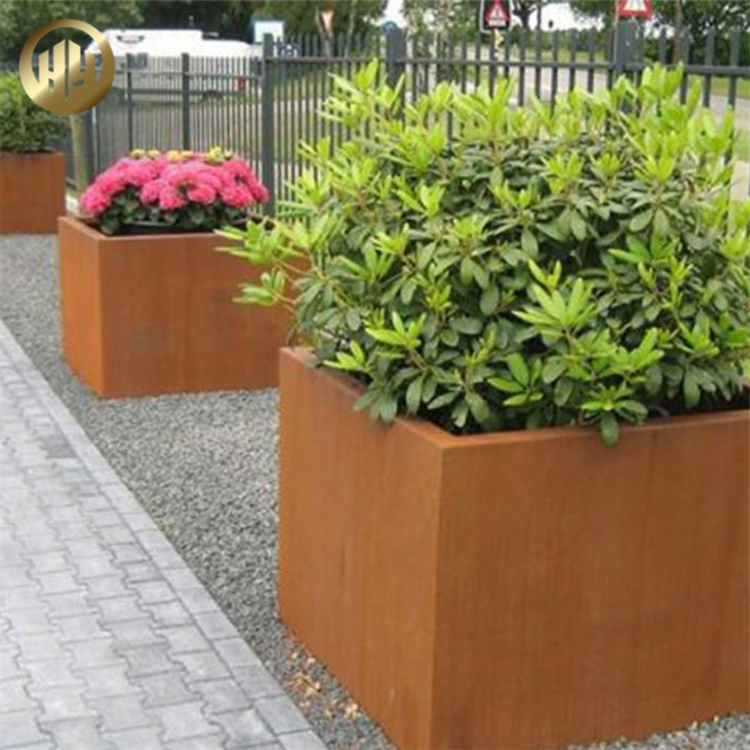 Square Corten Steel High Quality Garden Decoration Metal Flower Planter Pot