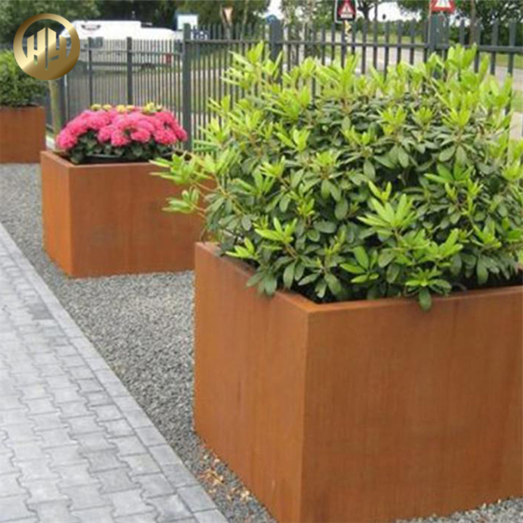 Square Corten Steel Garden Decoration Metal Nursey Flower Planter