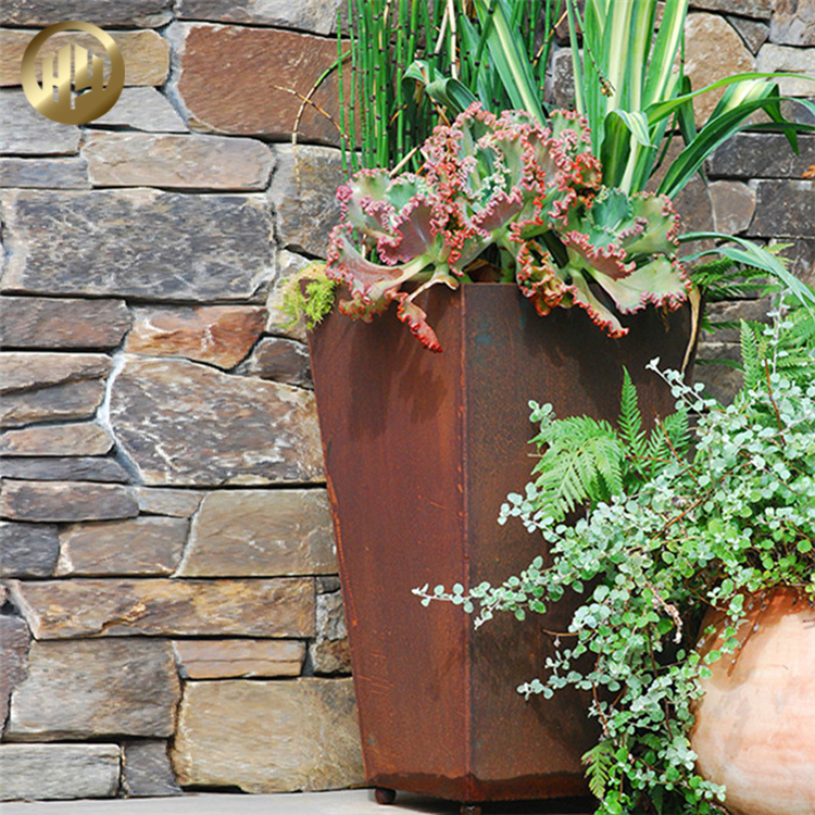 Small Stand Corten Steel Rusty Metal Ornaments Plantador Flower Planter