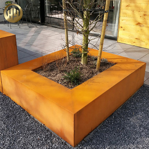 Flat Corten Steel Landscape Decoration Metal Nursery Rectangular Plants Pot