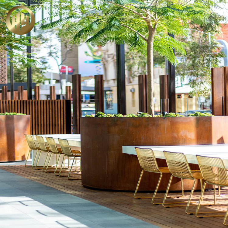 Outdoor Round Corten Steel Rusty Metal Decoration Plants Nursery Planter