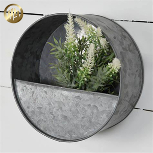 Round Flat Combination Metal Steel Flower Pot Hanging Planter