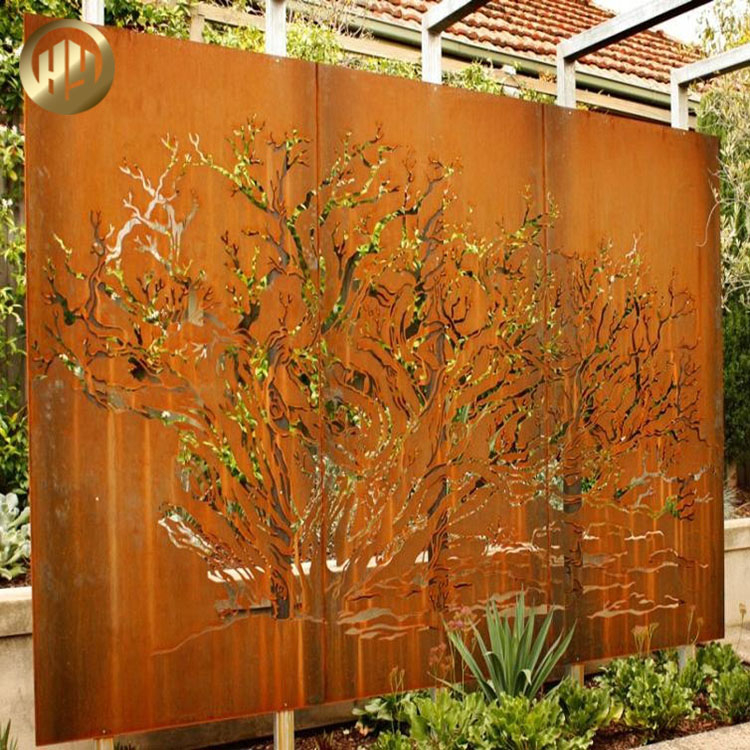 Corten Steel Laser Cut Panel Stand Floor Metal Decoration Screen Panel
