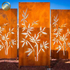 Bamboo Pattern LED Lighting Corten Steel Rectangular Rusty Screen