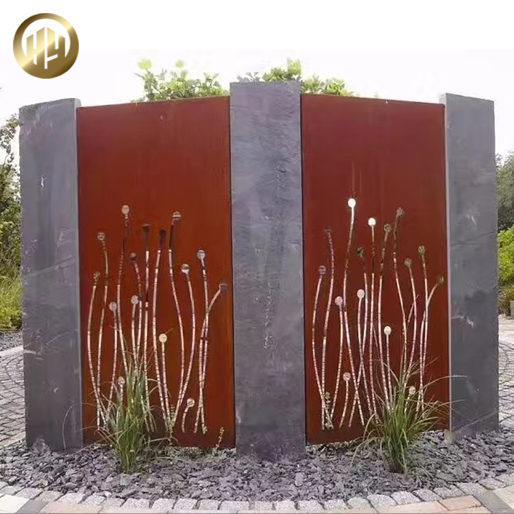 Combination Corten Steel Grass Pattern Metal Divided Ornaments Screen