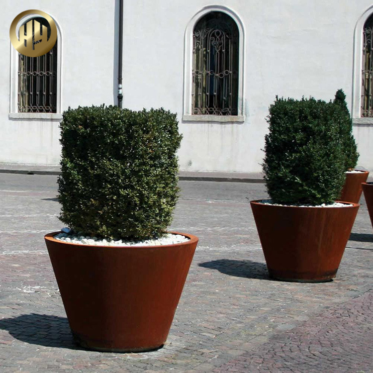 Medium Corten Steel Cone Metal Laser Cut Decoration Planter Pot
