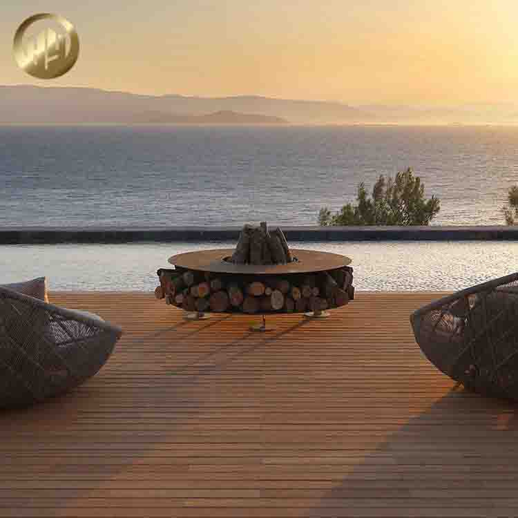 Large Metal Corten Steel Assembly Round Wood Burning Fire Pit Heater