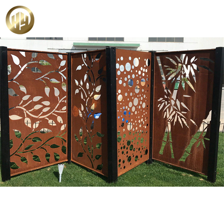 Custom Pattern Corten Steel Rusty Metal Rectangular Decoration Screen