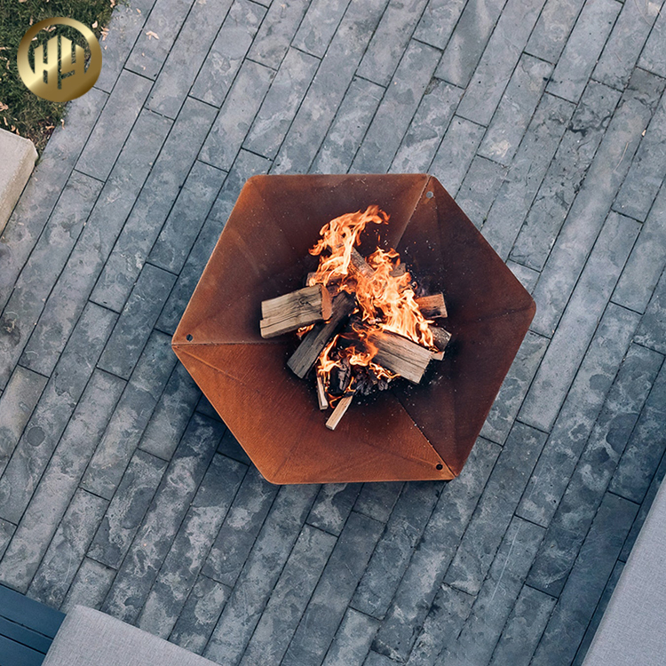 High Quality Custom Thickness Hexagon Metal Firewood Heating Fire Pit