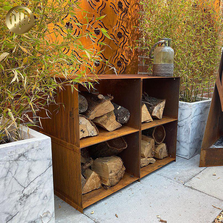 High Quality Outdoor Decoration Metal Corten Steel Wood Storage