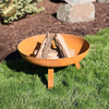 Medium Corten Steel Rusty Garden Round Durable Fire Pit With Feet