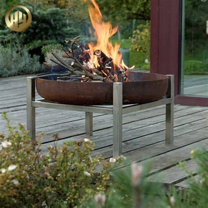 Round Modern Design Wood Burning Fire Pit Metal Barbecue Heater