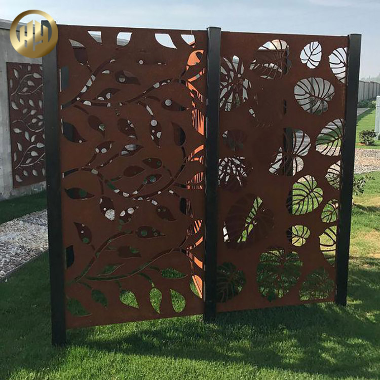 Outdoor Metal Rusty Decoration Rectangular Corten Steel Panel Screen
