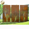 Plants Pattern Corten Steel Rusty Metal Decoration Rectangular Screen