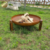 Corten Steel Round Rusty Wood Burning Heater Outdoor Barbecue Fire Pit
