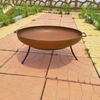 Rusty Corten Steel Round Fire Pit Outdoor Barbecue Wood Burning Heater